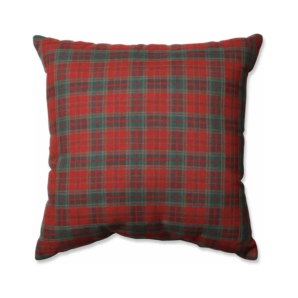 Christmas STOCKING Red/green PLAID Throw Pillow Candy Cane Snowflake 16.5 X 16.5
